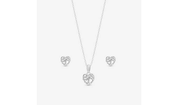 Simply Silver Polished Tree of Love Set