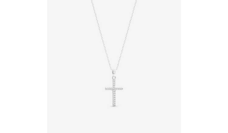 Simply Silver 925 Polished Ridged Cross Pendant