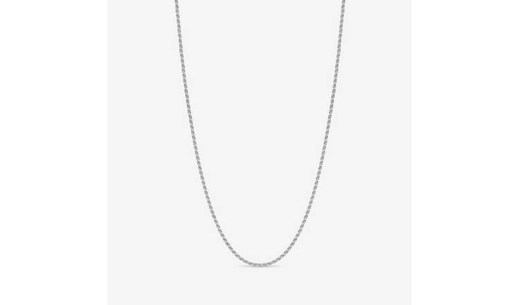 Simply Silver Textured Chain Pendant Necklace