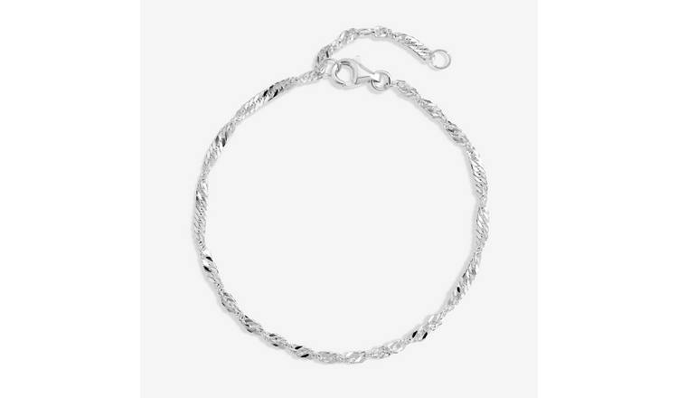 Simply Silver 925 Polished Twist Chain Bracelet