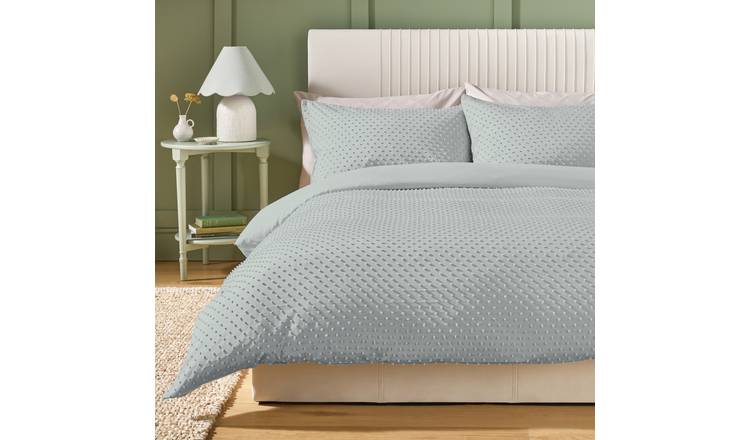 Argos Home Supersoft Swiss Dot Grey Bedding Set - Single