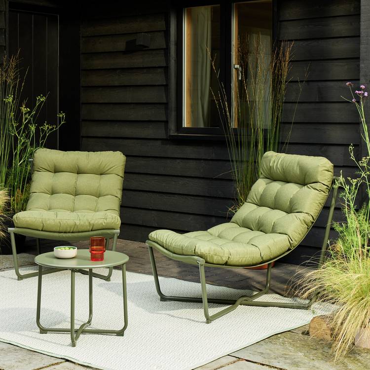 Habitat Scoop 2 Seater Metal Garden Bistro Set - Green 0