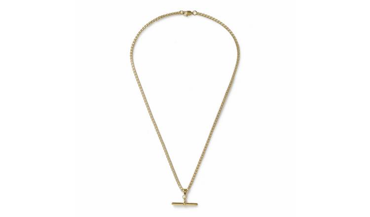 Uncommon Souls Gold Tone T Bar Pendant Necklace