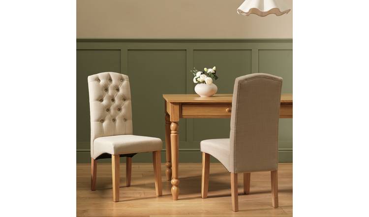 Argos Home Raina Pair of Fabric Chairs- Natural