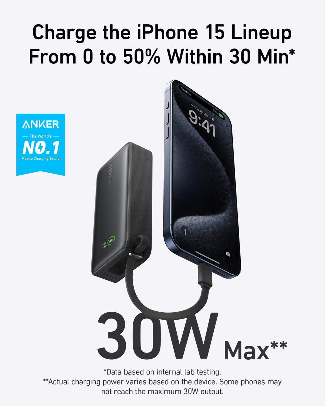 Anker Powerbank 10000 MAh 30W – Caricabatterie Rapido Con 2 USB-C E 1 USB-A, Compatto, Per IPhone 16/15, MacBook, Galaxy