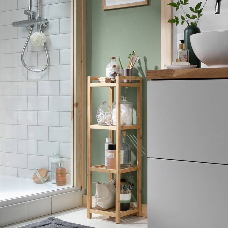 Habitat 4 Shelf Bamboo Storage Caddy - Natural 0