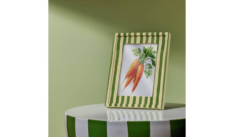 Habitat Stripe Fabric Printed Green Picture Frame - 4x6"