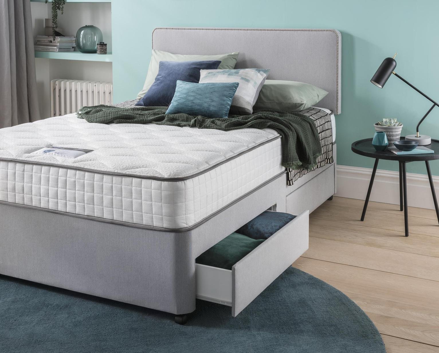 Silentnight Pavia Double Memory 2 Drawer Divan Bed - Grey