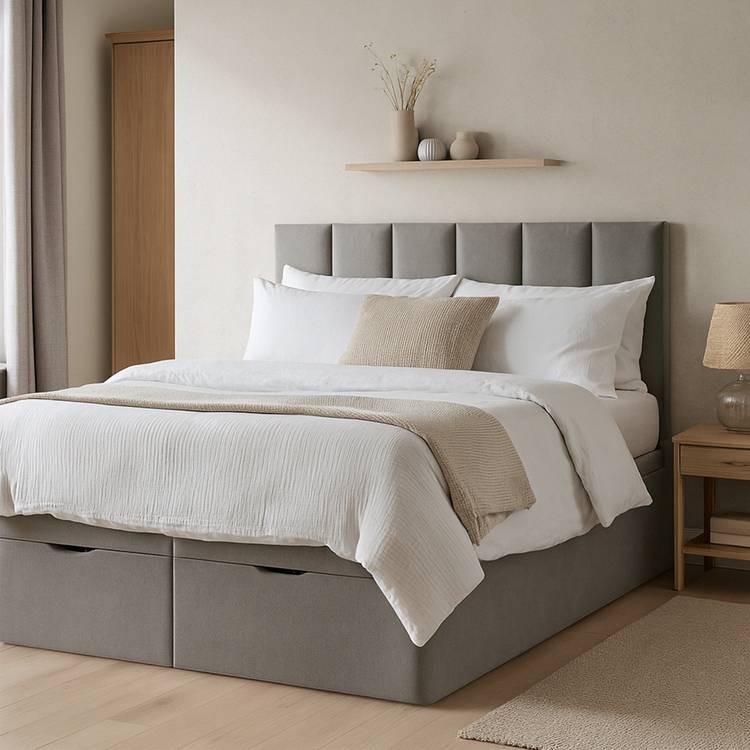 Millbrook Beds Double Fabric End Lift Ottoman Bed - Grey 0