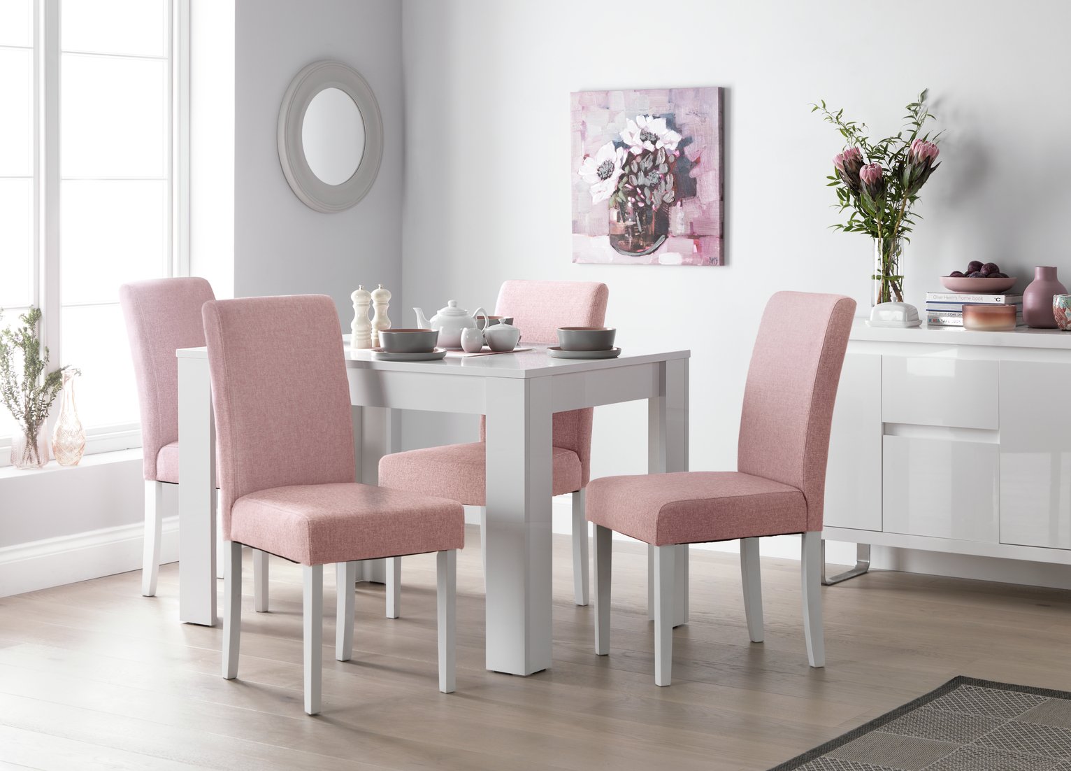 Argos Home Miami White Gloss Table & 4 Tweed Chairs Review