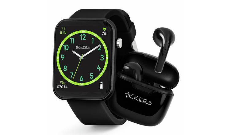 Tikkers Teen Series 13 Black Smart Watch and Earbuds Set