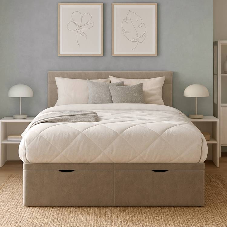 Millbrook Beds Kingsize Fabric Ottoman Bed - Natural 0