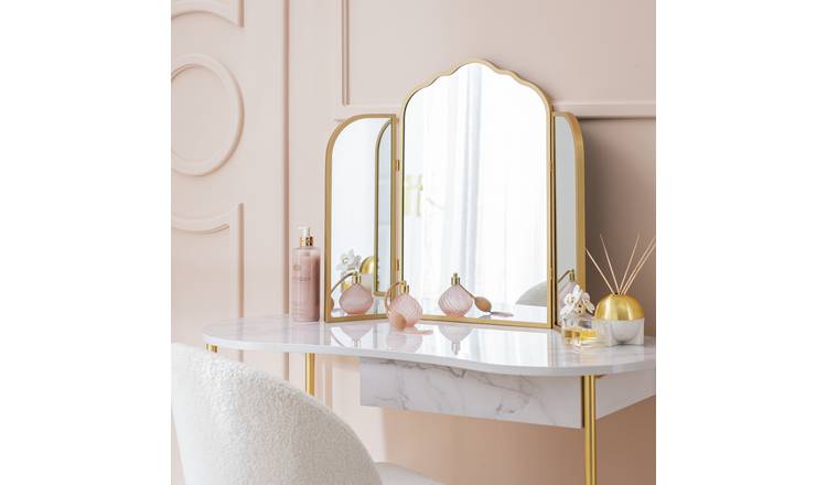 Argos Home Gold Vintage Curved Dressing Table Mirror-75x60cm