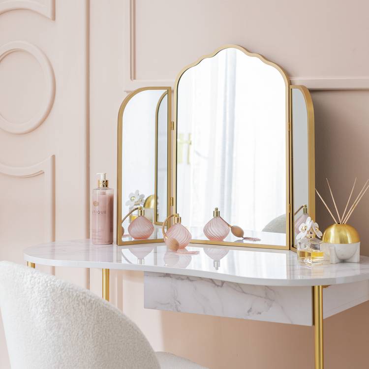 Argos Home Gold Vintage Curved Dressing Table Mirror-75x60cm 0