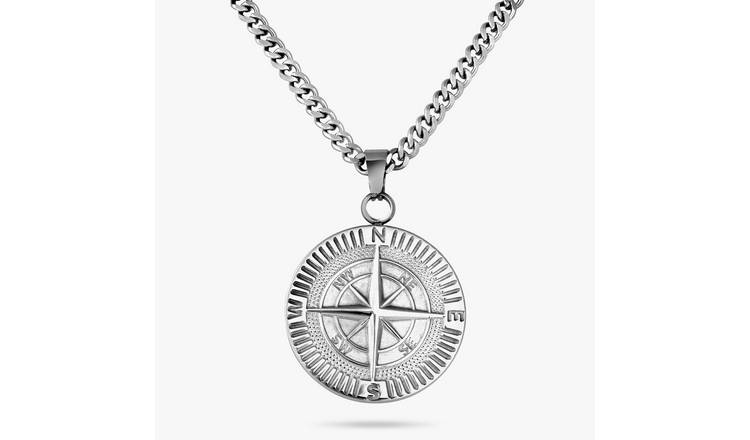 Revere Men's Stainless Steel Compass Pendant