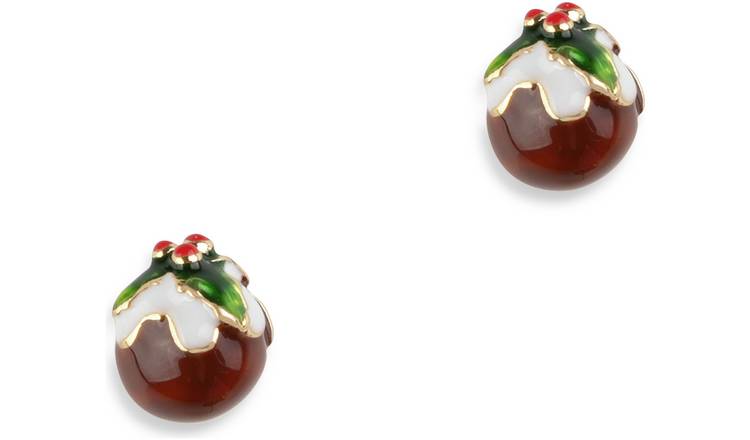 Bill Skinner Christmas Pudding Stud Earrings