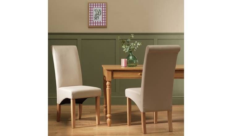 Argos Home Pair of Midback Dining Chair - Cream