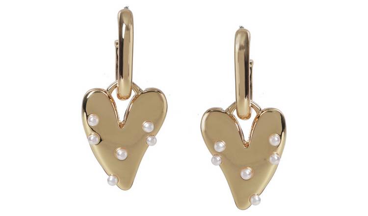 Liars & Lovers Gold Heart Pearl Drop Earrings
