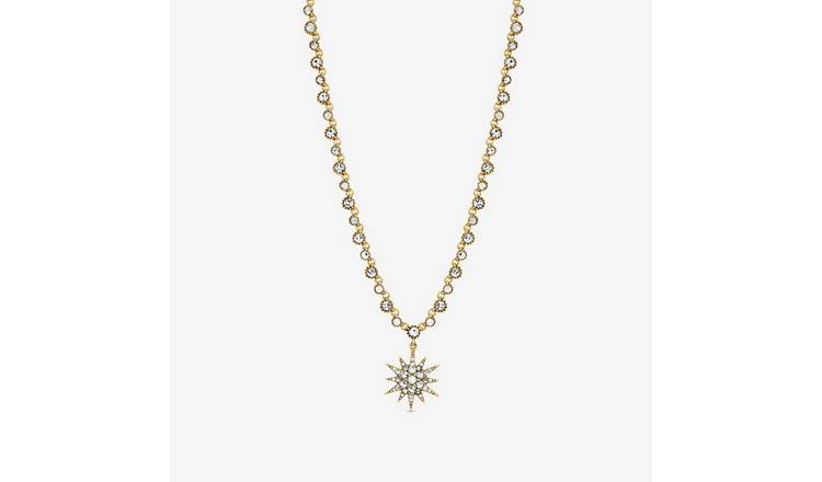 Lipsy Gold Crystal Antique Pendant Necklace