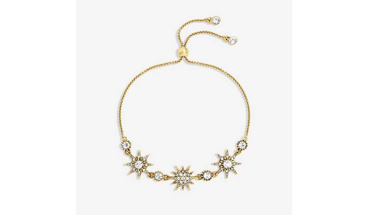 Lipsy Yellow Gold Crystal Toggle Bracelet