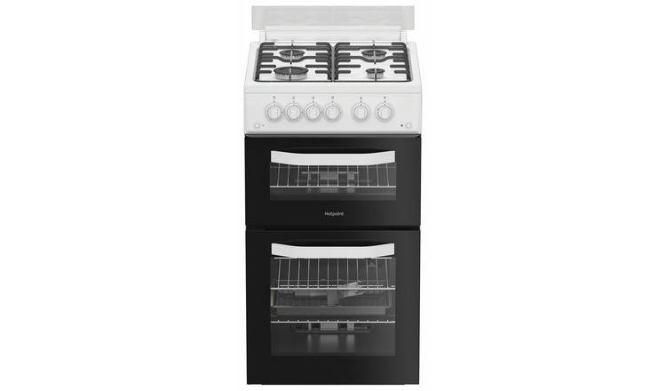 Hotpoint HDG5GCW 50cm Double Oven Gas Cooker - White