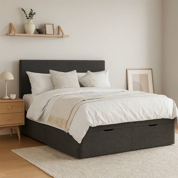 Millbrook Beds Double Fabric End Lift Ottoman Bed - Charcoal 0