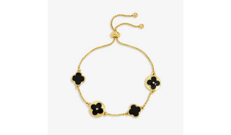 Lipsy Yellow Gold And Jet Clover Toggle Bracelet