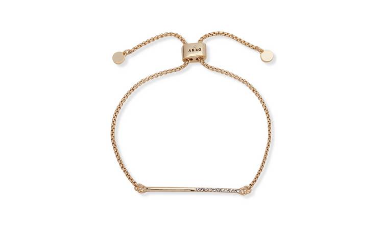 DKNY Gold Plated Half Pave Bar Slider Bracelet
