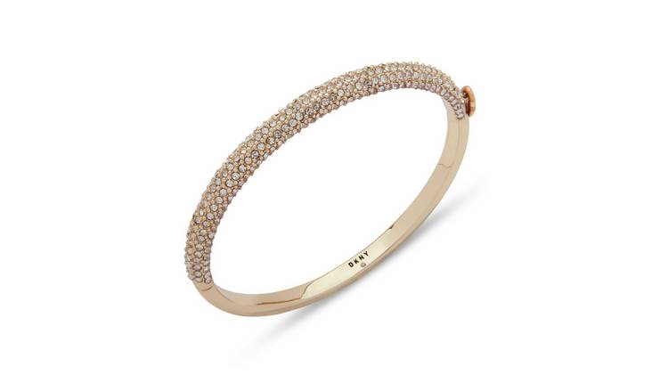 DKNY Gold Plated Crystal Micropave Cuff Bangle
