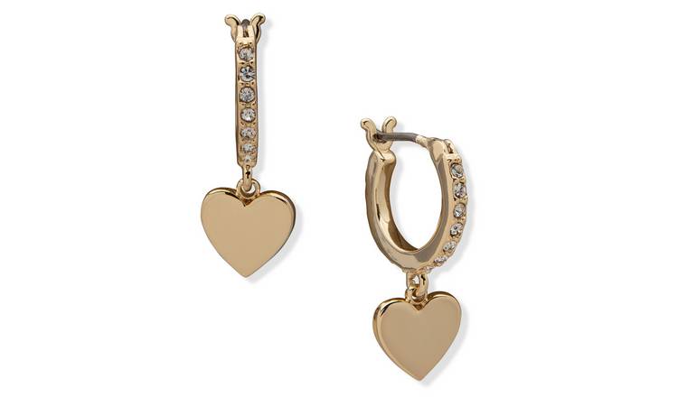 DKNY Yellow Gold Heart Cubic Zirconia Drop Earrings