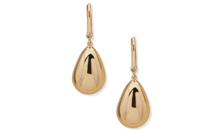 DKNY Gold Tone Puffy Teardrop Earrings