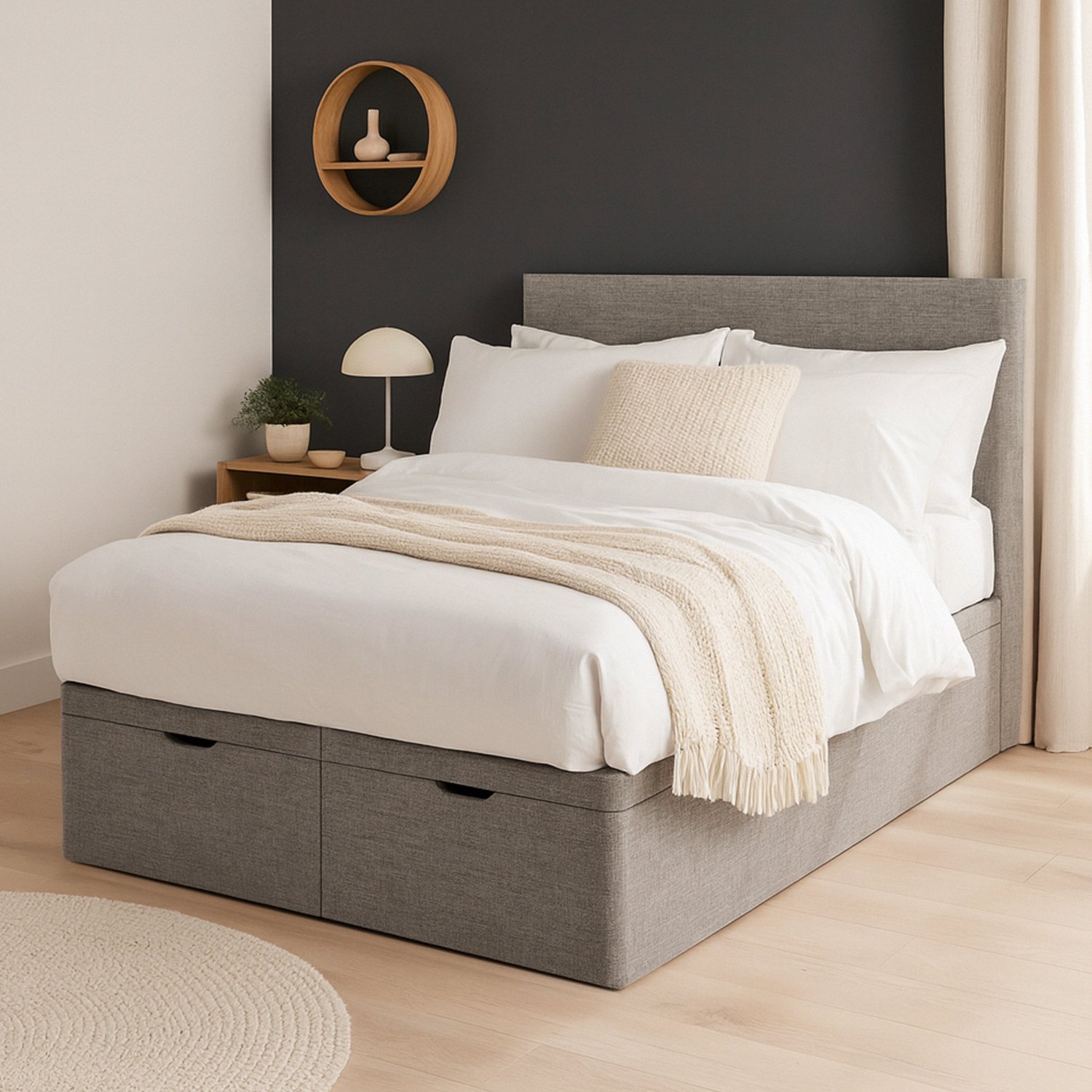 Millbrook Taylor Superking Fabric EndLift Ottoman Bed- Grey
