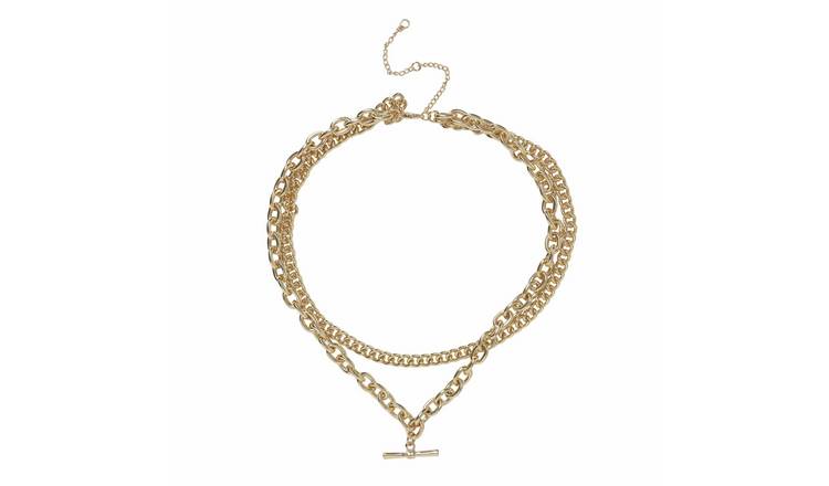 Liars & Lovers Gold T-Bar Multiple Layered Chain Necklace