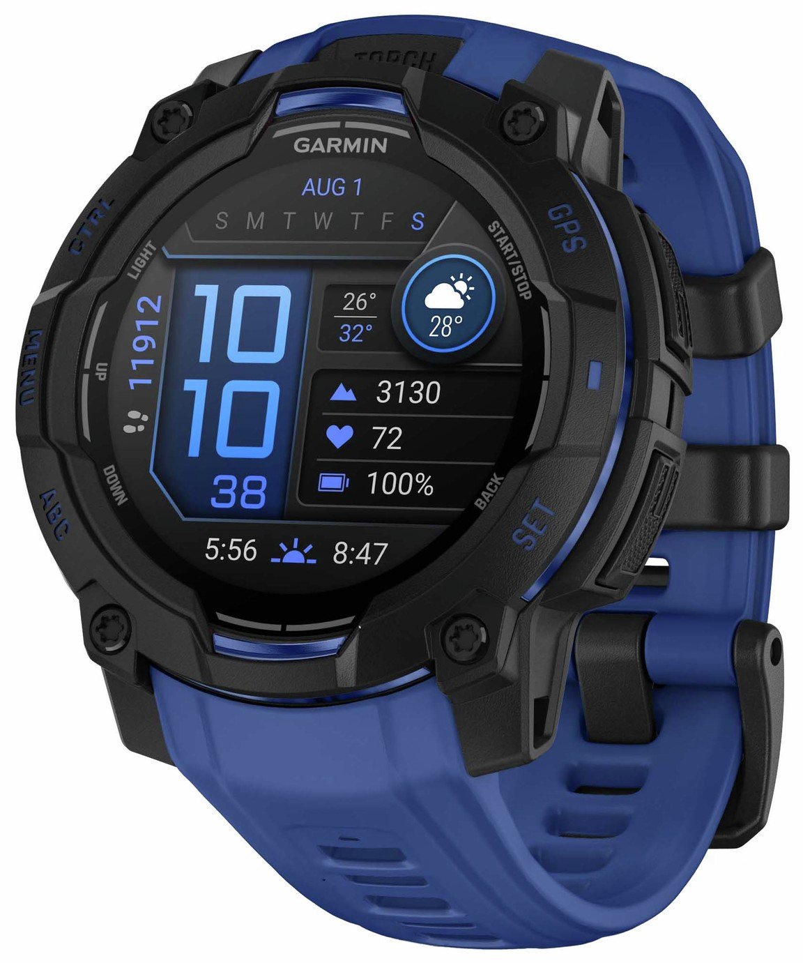 Garmin Instinct 3 45mm GPS Smart Watch - Bolt Blue and Black