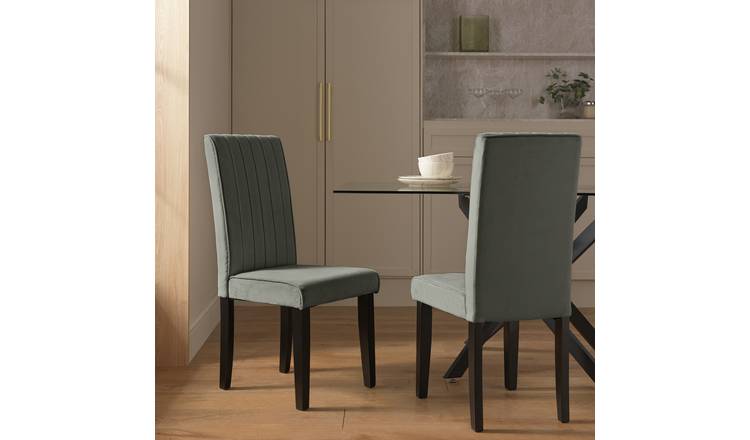 Argos Home Blake Pair of Velvet Dining Chairs - Grey
