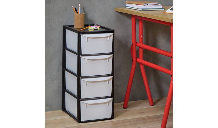 Argos Home 4 Drawer Plastic Storage Tower - Black