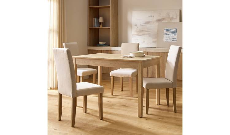 Argos Home Sendi Extending Dining Table and 4 Cream Chairs