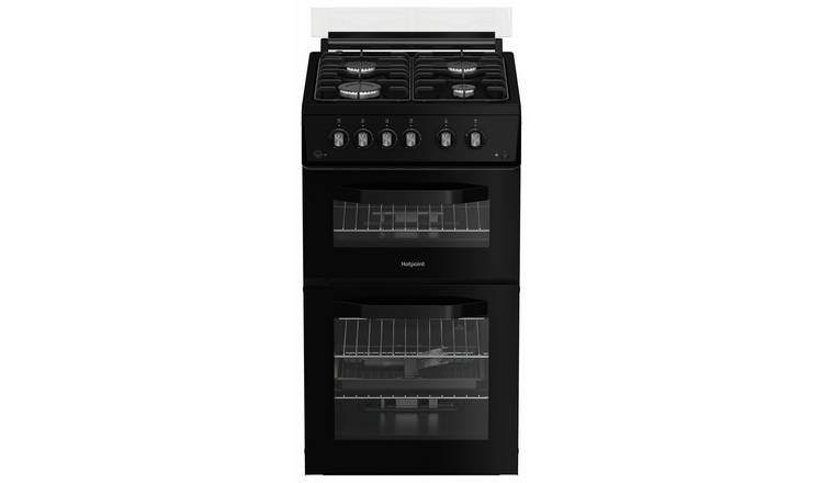 Hotpoint HDG5GCB 50cm Double Oven Gas Cooker - Black