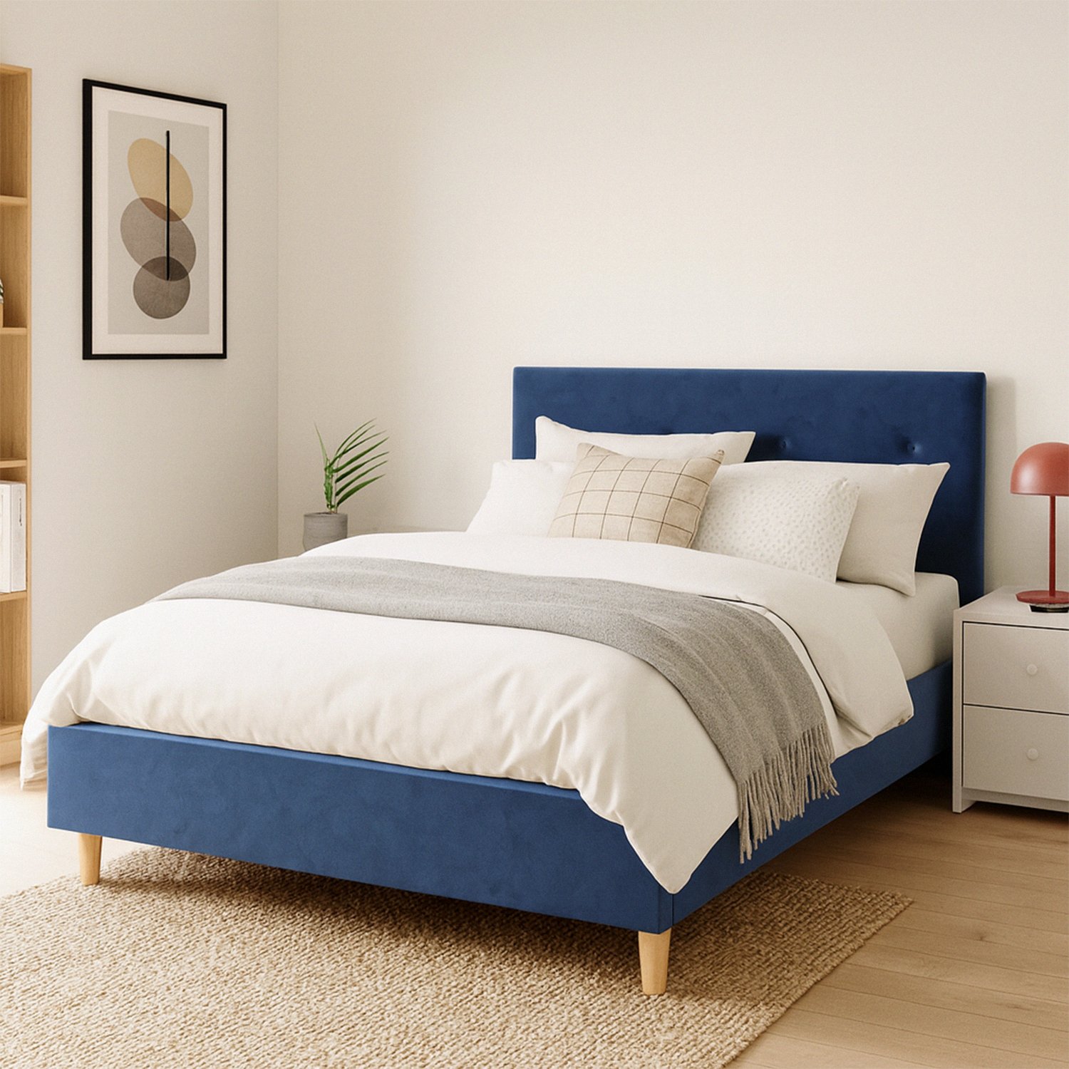 Millbrook Taylor Double Velvet Bed Frame - Blue