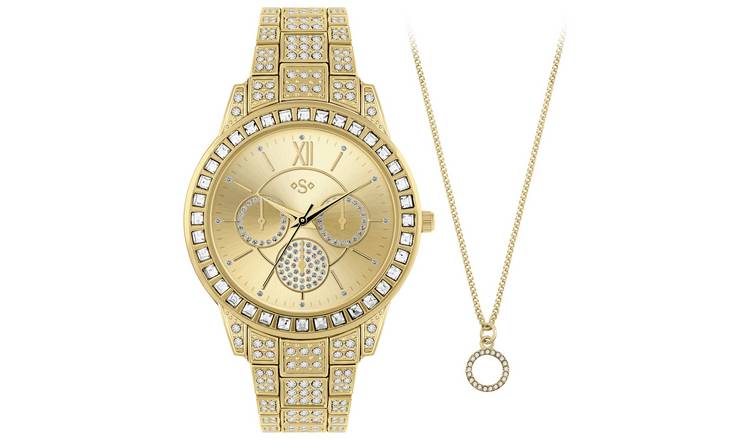 Buy Spirit Ladies Gold Tone Bracelet Watch and Necklace Set Womens necklaces Argos