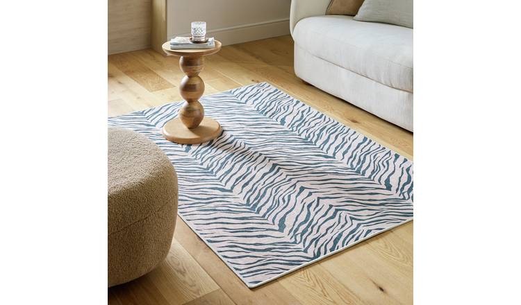 Argos Home Zebra Navy Flatweave Rug - 170x120cm
