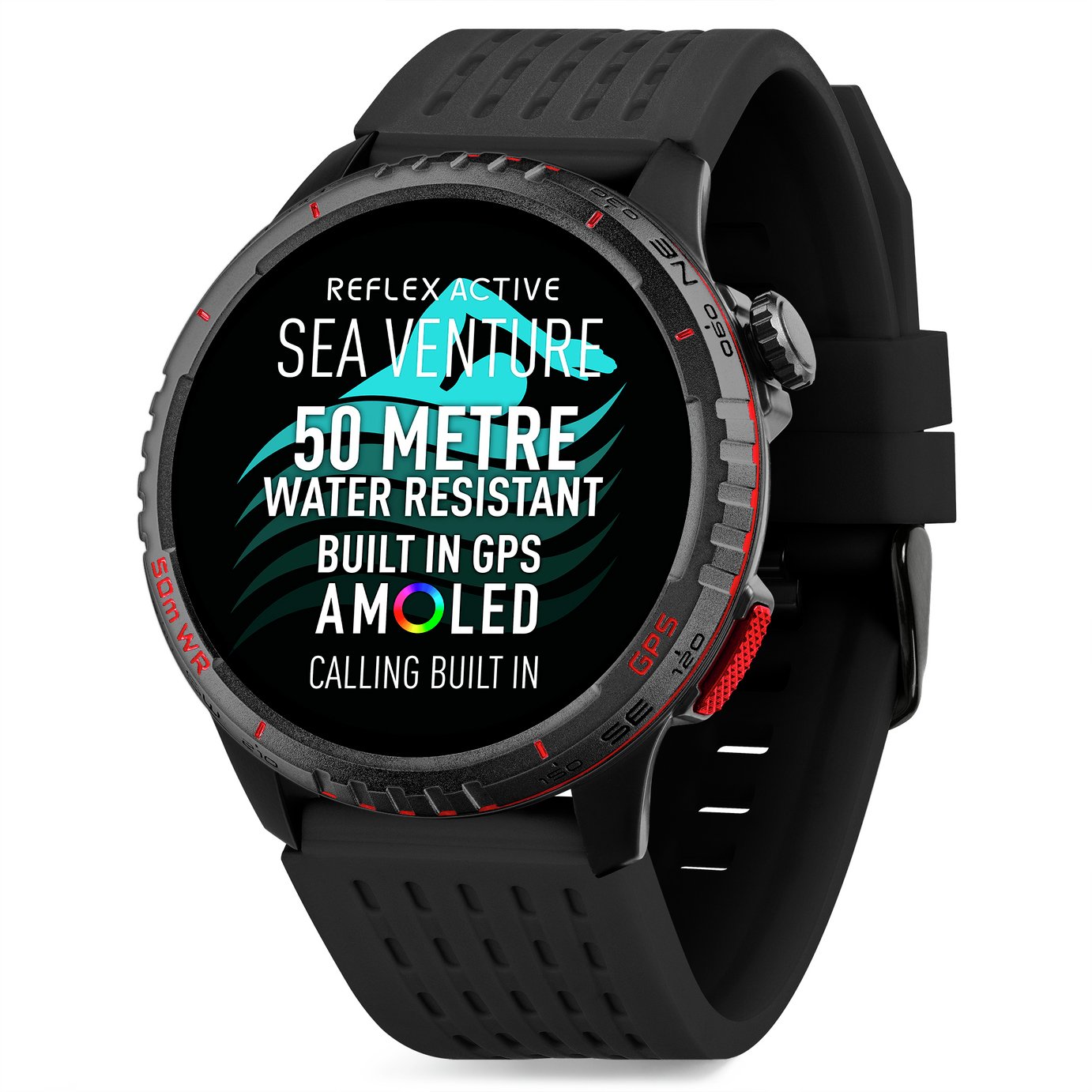 Reflex Active 50m SeaVenture AMOLED GPS Black Smart Watch