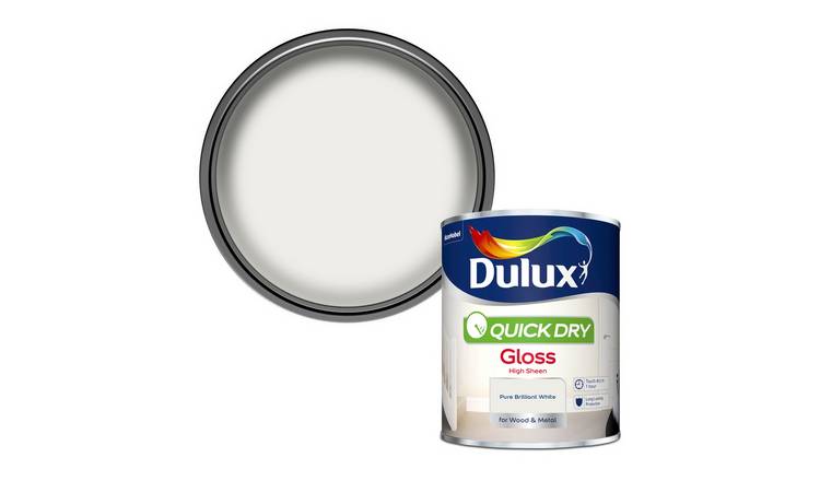 Dulux Quick Dry Gloss Paint-Pure Brilliant White-750ml