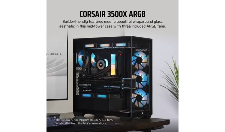 CORSAIR 3500X ARGB ATX Mid-Tower PC Case - Black