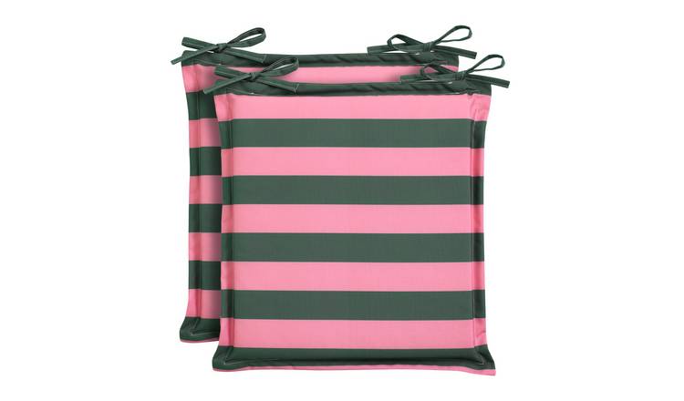 Habitat Stripe Outdoor Garden Cushion Seat - Pink and Green