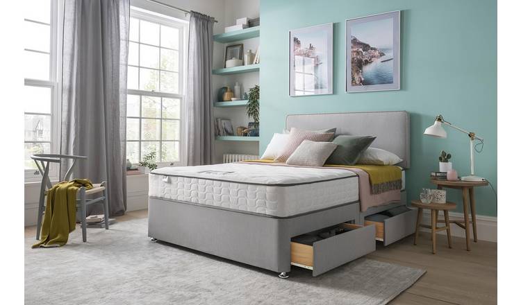 Silentnight Pavia Double Comfort 2 Drawer Divan Bed - Grey