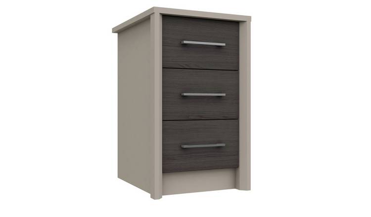 Lancaster 3 Drawer Bedside Table - Dark Grey