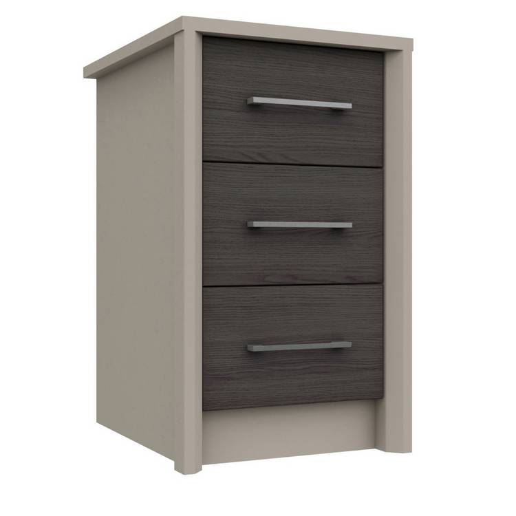 Lancaster 3 Drawer Bedside Table - Dark Grey 0