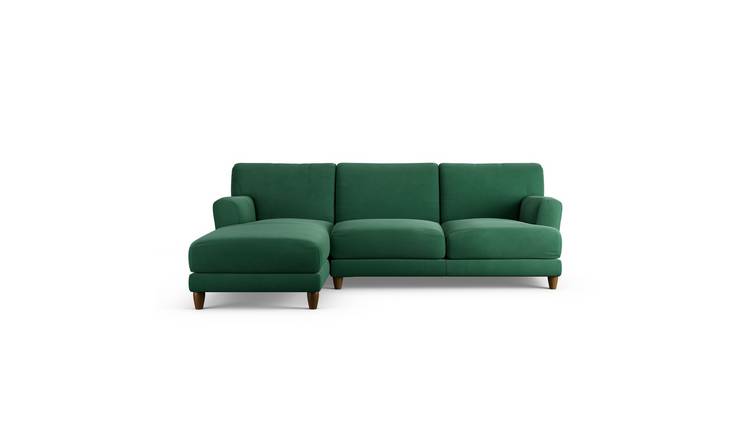 Habitat Askem Fabric Left Hand Corner Sofa- Green - Dark Leg
