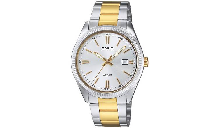 Casio Two Tone White Dial Stainless Steel Bracelet Watch